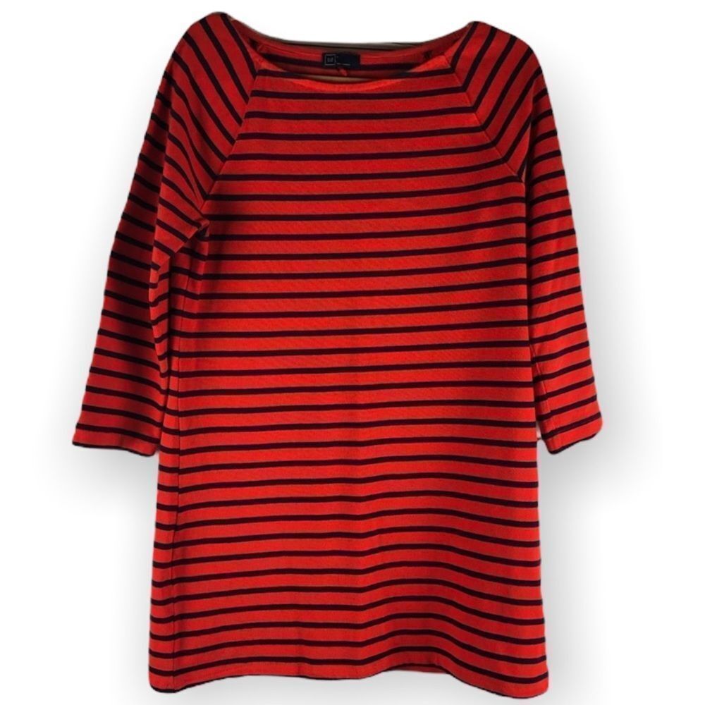 Gap 3/4 sleeve red & navy stripe dress